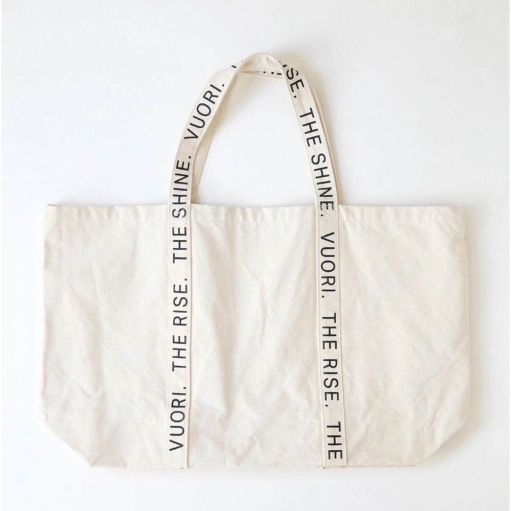 Vuori The Rise The Shine Canvas Tote Bag Cream Natural Large Shopper Gym Bag